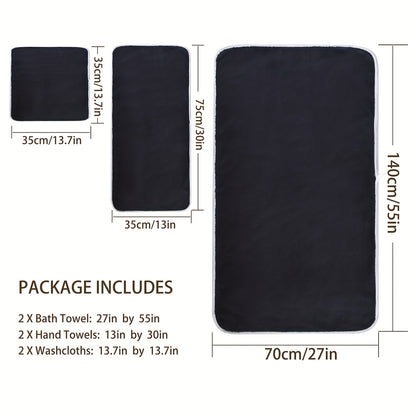 DIAOJIA 6pcs Ultra-Soft Microfiber Towel Set - Quick Dry, Super Absorbent & Lightweight - Includes Bath (68.58x139.7cm), Hand (33.02x76.2cm) & Washcloths (34.8x34.8cm) - Perfect for Home, Gym, Travel