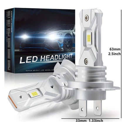 2pcs Turbo H7 LED Headlights 1:1 Mini Size HeadLamp Wireless 18000LM CSP Chips LED h7 Light for Car Bulb 6000K White 12V 60w, Automotive Lighting, Vehicle Headlights, Sleek Headlamp, Modern Headlight, Longlasting Bulb, Energy