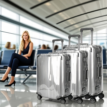 3pcs Luggage Protective Covers, Check-in Shockproof Thick PVC Transparent Dustproof Covers for 50.8cm+60.96cm+71.12cm Suitcases, Waterproof &amp; Durable