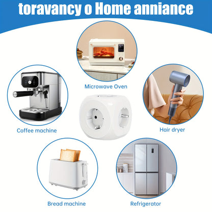 5-in-1 EU Standard Power Socket, 5-EU Plug Wall Extension Outlet – Solve Insufficient Outlets in Living Room, Bedroom, Office & Kitchen