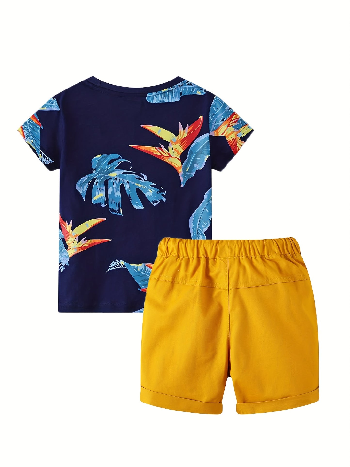 Boys "California" Leaf Casual Outfit Round Neck T-shirt & Shorts For Summer Kids Clothes