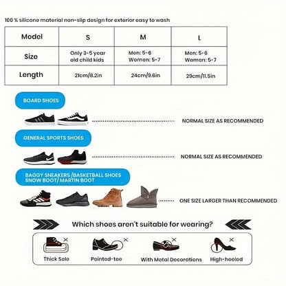 Capas para calçado para senhoras, cavalheiros e estudantes - Capas de silicone reutilizáveis, à prova de pó e antiderrapantes, ideais para a chuva.