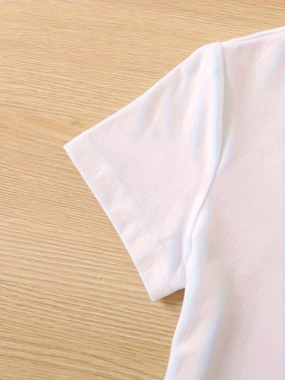 Girls Funny Kitty Print Short Sleeve T-shirt Summer Clothes Gift