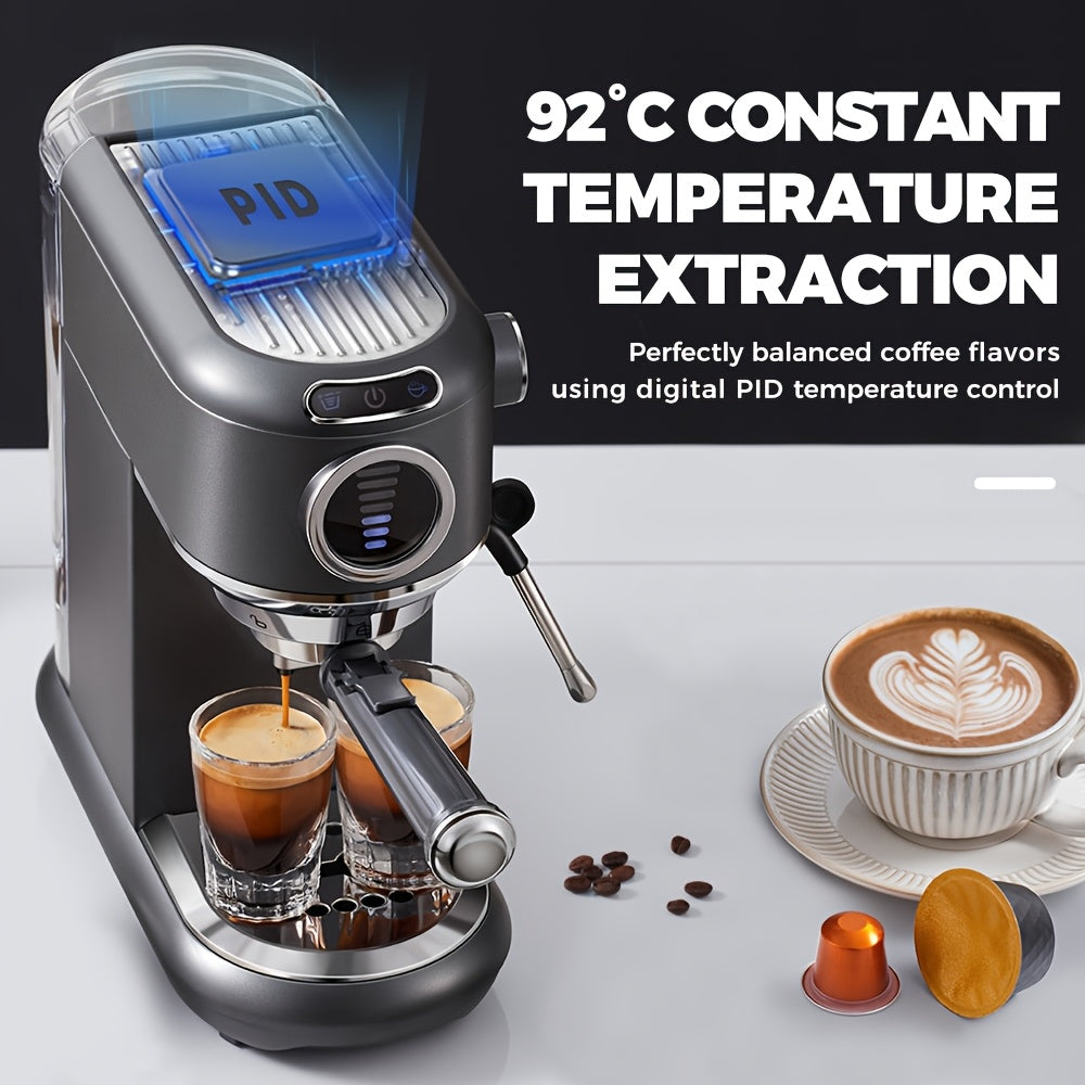 CAFELFFE Cold/Hot Semi-Automatic Espresso Machine, Stainless Steel Multi-Function Latte & Cappuccino Maker with Built-in Milk Frother/Steam Wand, Upgraded 7-Level Water Volume Control, Compatible with Ground Coffee & ESE Pods