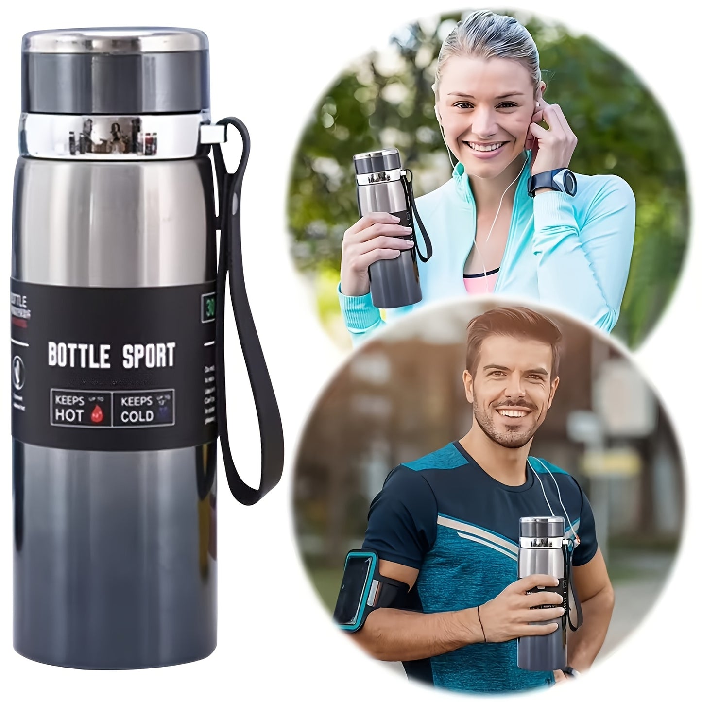 1000ml/33.8oz Stainless Steel Thermos - Double-Wall Vacuum Insulated Cup with Leakproof Lid, 24-Hour Hot/Cold Retention, Large Mouth for Easy Cleaning - Matte Finish, Ideal for Camping, Hiking, Office, Travel - Keeps Drinks H
