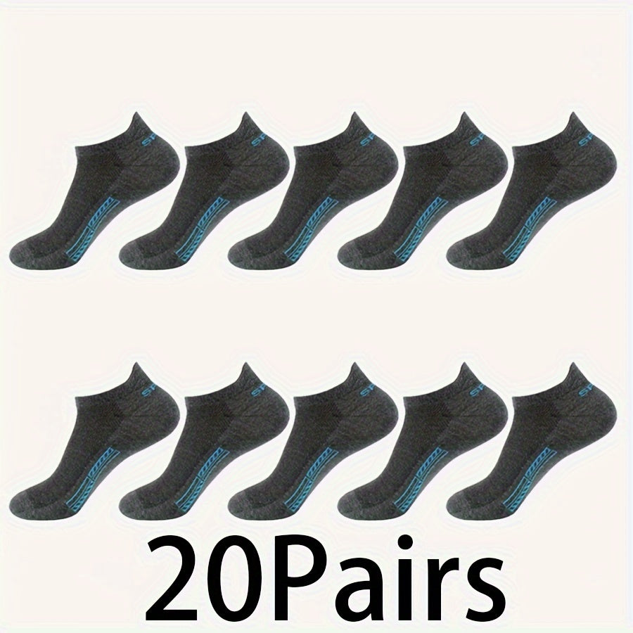 10 Pairs of Unisex No-Show Socks, Combed Cotton Breathable Mesh Casual Athletic Crew, Socks for Work, High Quality Socks for Men, Plus Size Mens Socks, Grippe Socks, Working Socks for Men, Casual Attire, Work Socks, Minimalis