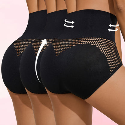 3pcs High-Content Tummy Control Pants for Women - Breathable Mesh, Butt Lift, Body Shaper Breasts with Solid Color Design and Breathable Mesh Details