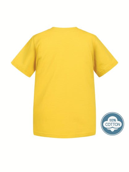 T-shirt infantil de cor sólida, blusa casual de manga curta, t-shirt infantil para o verão.
