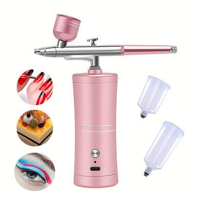 Mini Air Brush Kit with Portable Air Compressor for Painting, Hobbies, Crafts, Decorations, Tattooing, Gravity Air Brush with Air Brush Cleaning Kit
