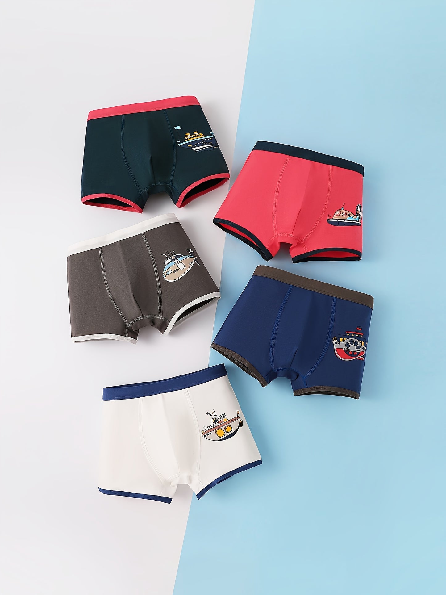 5 Pcs Toddler Boys Underwear 95% Cotton Soft Breathable Cartoon Dinosaur Pattern Comfy Boxers Briefs Under 12 Years