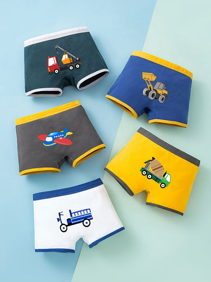 5 Pcs Toddler Boys Underwear 95% Cotton Soft Breathable Cartoon Dinosaur Pattern Comfy Boxers Briefs Under 12 Years