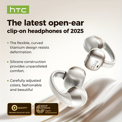 HTC NE56 Wireless Earbuds with 6.0 Low-Latency HD Voice, Noise Cancellation, Built-in Microphone, USB Rechargeable, Compatible with iOS & Android, Portable & Comfortable Design