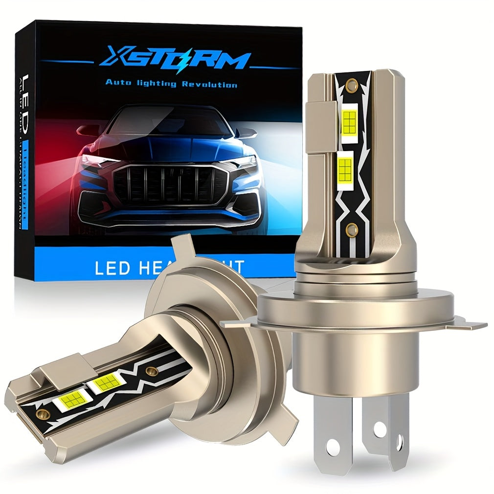 Xstorm 2pcs H4 9003 LED Car Headlight Bulbs, 40W 20000LM 6000K Cool White 500% Brightness H4/9003/HB2 LED Canbus High/Low Beam Moto Head light Auto Motorcycle Lamp 12V Plug And Play, Without Battery