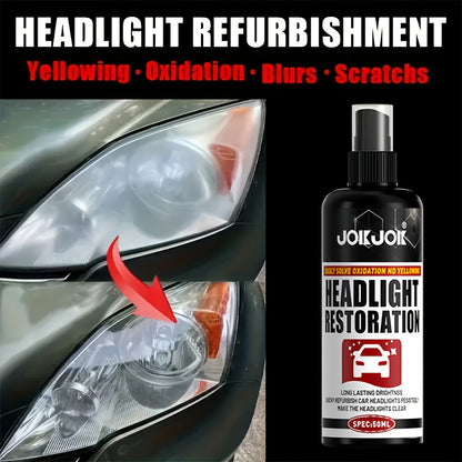 50ml Ceramic Headlight Restoration Spray, Premium Car Headlight Repair Tool - Remove Yellowing and Oxidation, Restore Clarity, Long-lasting Light Coating Protective Spray