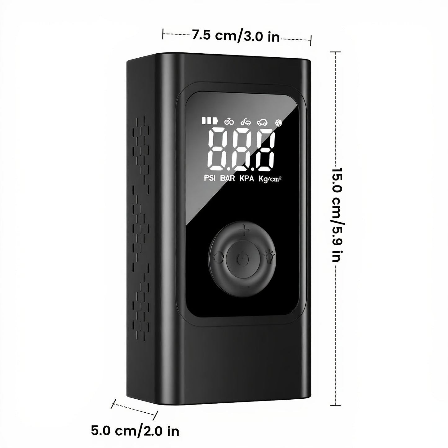 Portable Car Jump Starter with Air Compressor, 5.0 Gasoline/3.0L Diesel Battery Booster, 150PSI Automatic Shut-Off Tire Inflator, 12V Super Safe Lithium Jumper Box, Smart Electric Clamp, LCD Display & LED Light