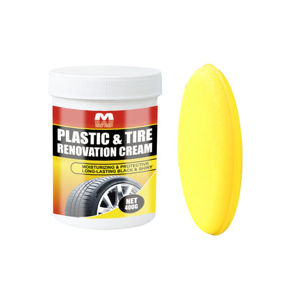 400g Multi-Surface Restorer Cream - Plastic & Tire Black Restoration, Anti-Aging Formula for Car Dashboard, Wheel Hubs, Sofa Seats - Universal Use, Before & After Results