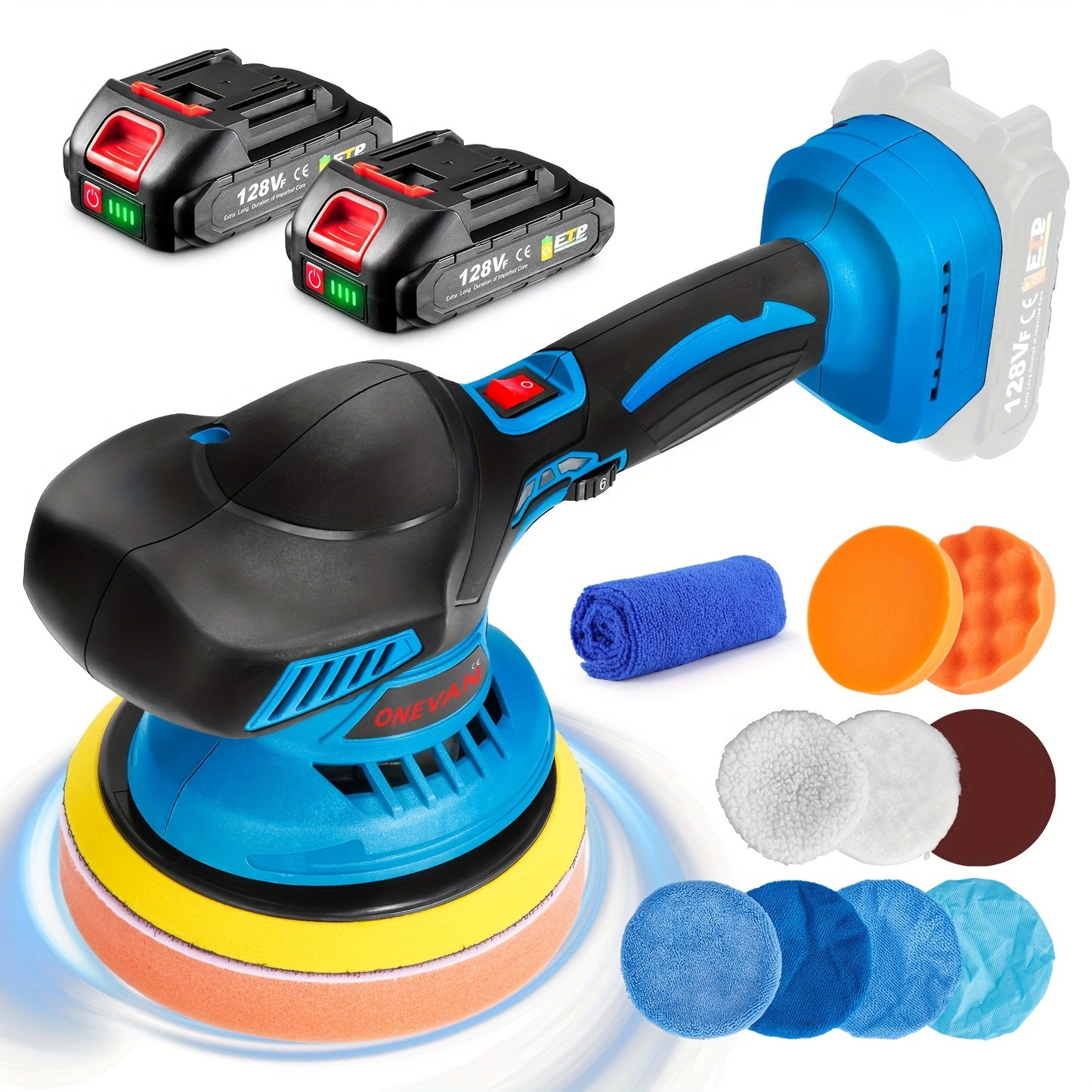 21V Buffer Polisher, 150mm Sand Disc Buffer Polisher for Car Detailing, with Polish And Wax Function, 5000RPM, Electric Polishing Tool for Car And Furniture, Home Bathroom Wall Cleaning, Suitable for Yofidra Batteries