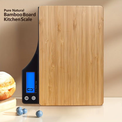1pc, Kitchen Scale, Food Scale, Digital Food Scale, Portable High Accuracy Bamboo Panel Kitchen Electric Scale For Cooking Baking Weighing Food, Scales For Kitchen, Baking Scale, Kitchen Accessaries, Baking Tools Kitchen Acce