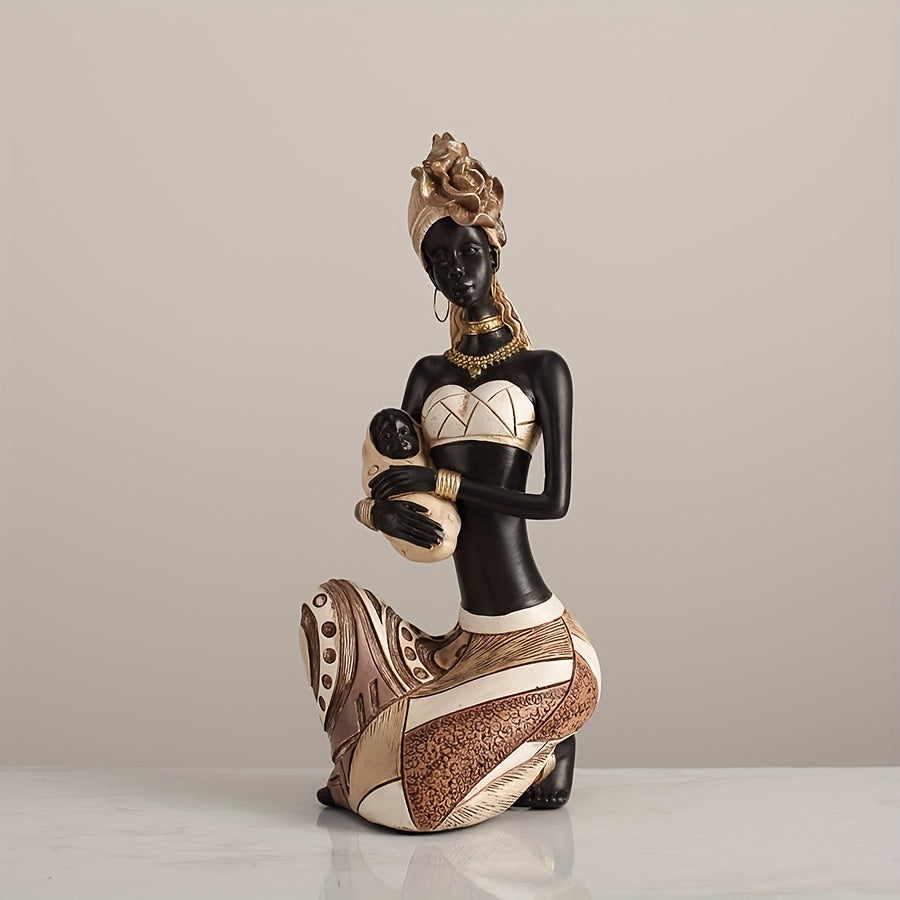 African Tribal Resin Figurines Hand-Painted Geometric Patterns 5 Styles