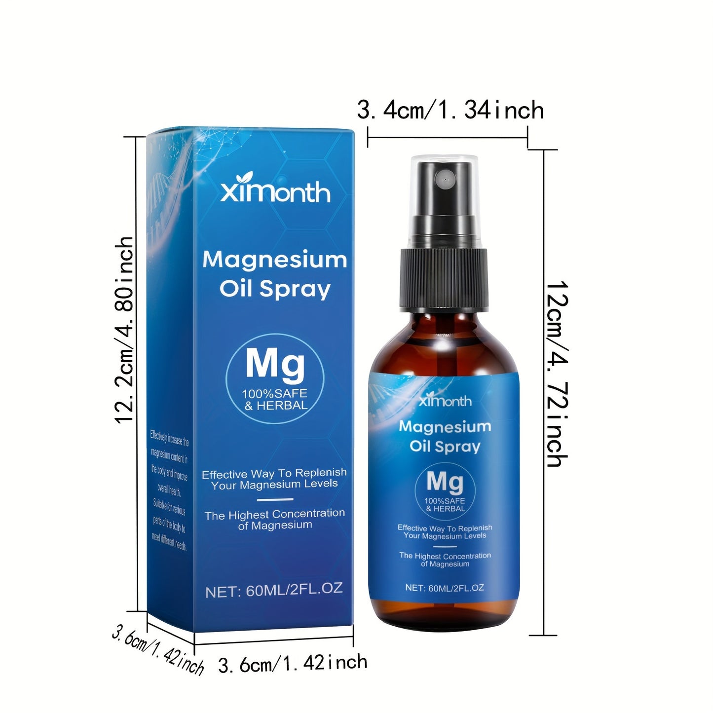 XIMONTH Pure Magnesium Oil Spray, 2fl. Oz - Alcohol-Free, Fragrance-Free with Glycerin & Tea Tree for All Skin Types, Hydrating & Cleansing