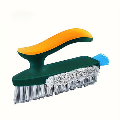 1pc 3-in-1 Gap and Floor Cleaning Brush - Durable Plastic Material, Portatile Design for Bathroom, Kitchen & Living Room Use with Glass Scraper Triple-Sided Grooved Head Multi-Purpose Commercial Tool, Bathroom Cleaning Suppli