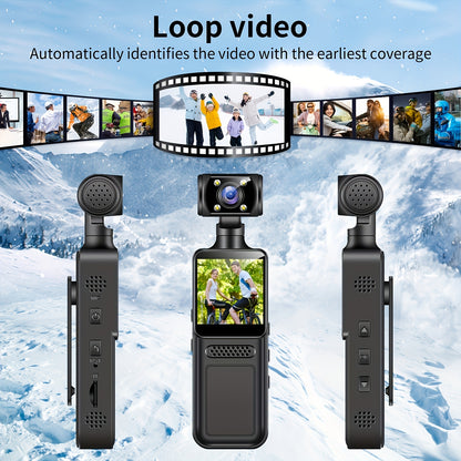 Handheld Stabilizer Pocket Sports Camera with Rotating Lens, Touch Video Recording, 180° Rotatable HD Camcorder for Action Vlogging on Skiing & Cycling, 1.3-inch Screen Portable Rechargeable Outdoor Adventure Handycam