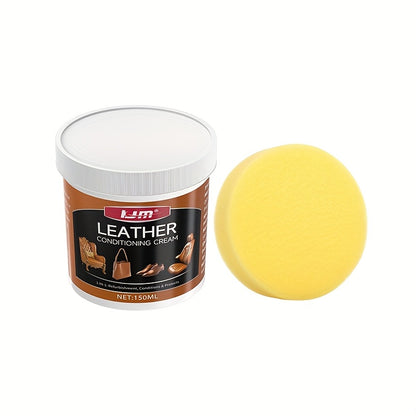 KJM Leather Conditioner and Restorer Cream - 150ml, Deep Conditioning and Protection for Car Seats, Sofas, Jackets, Shoes, Bags, and Apparel, Adds Shine and Protects, Restorative Care | Restorative Care | ABS Consistency, Lea