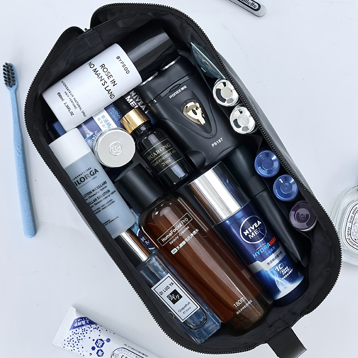 Customized Men's Fashion Travel Toiletry Bag PU Large Letter Toiletry Bag