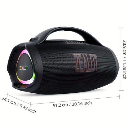 ZEALOT S98 160W Power Amplifier Wireless Speaker, Outdoor Portable, IPX5, with RGB Colorful Lights, 3 Different Sound Experiences with EQ Modes, Up to 8 Hours Playback, Supports Mobile Phones, Tablets, Computers, TV. SD, USB,