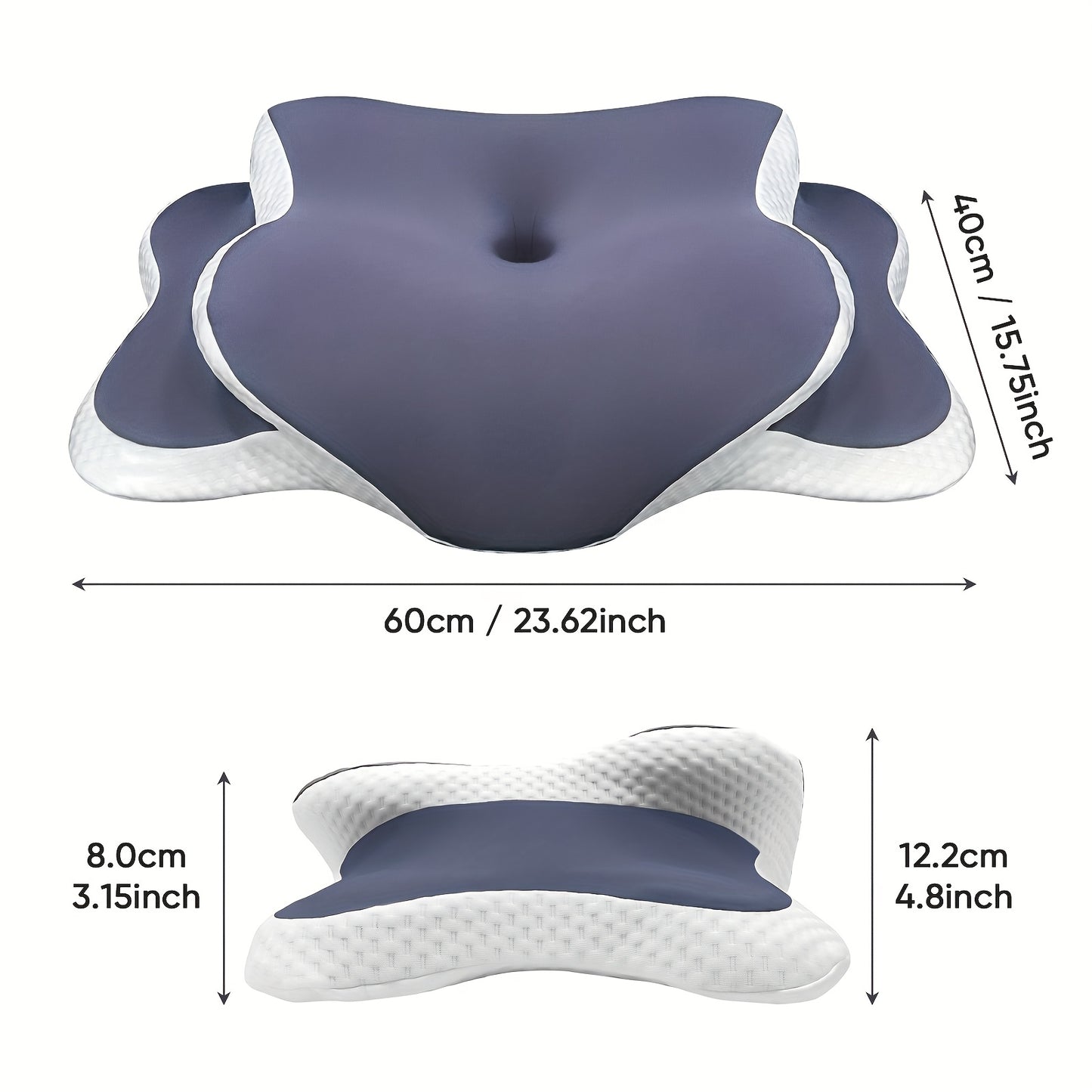 Ergonomic Butterfly-Shaped Pillow in Purple - Breathable Mesh Fabric, Ideal for Side, Back &amp; Stomach Sleepers, Neck Support, Perfect Gift for Middle-Aged