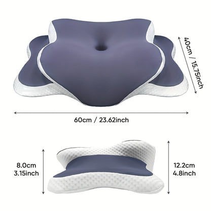 Ergonomic Butterfly-Shaped Pillow in Purple - Breathable Mesh Fabric, Ideal for Side, Back &amp; Stomach Sleepers, Neck Support, Perfect Gift for Middle-Aged