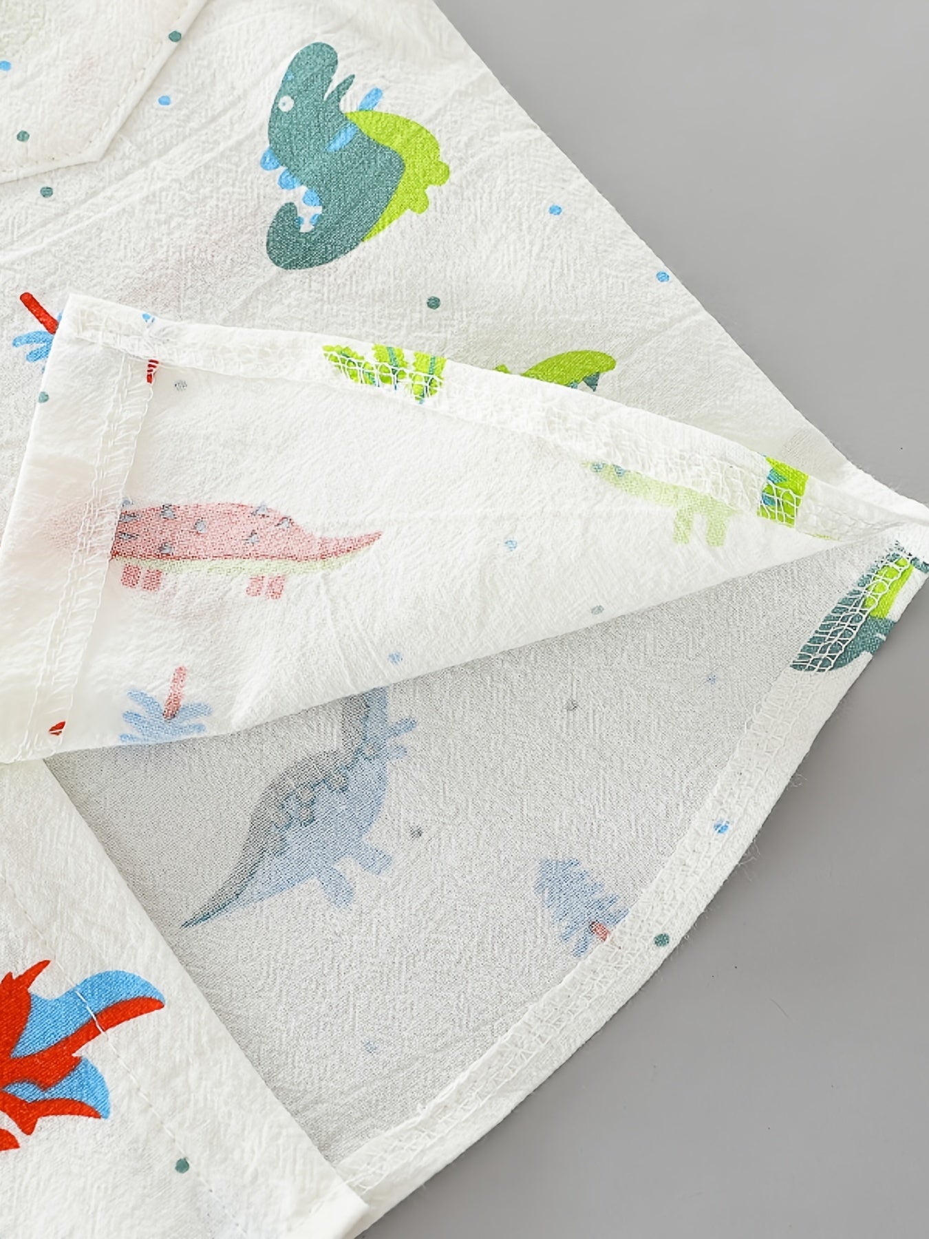 2pcs Baby Boys Dinosaur Print Button Short Sleeve Shirt Top &amp; Elastic Waist Shorts Set Toddler Summer Clothes For Daily &amp; Outdoor Wear