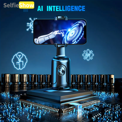 Compact 360° Auto Face Tracking Tripod & Selfie Stick - USB Rechargeable, Fast & Accurate for Vlogging, Live Streaming | Portable Smartphone Holder with Powerful Motor, Rotation, and App Control