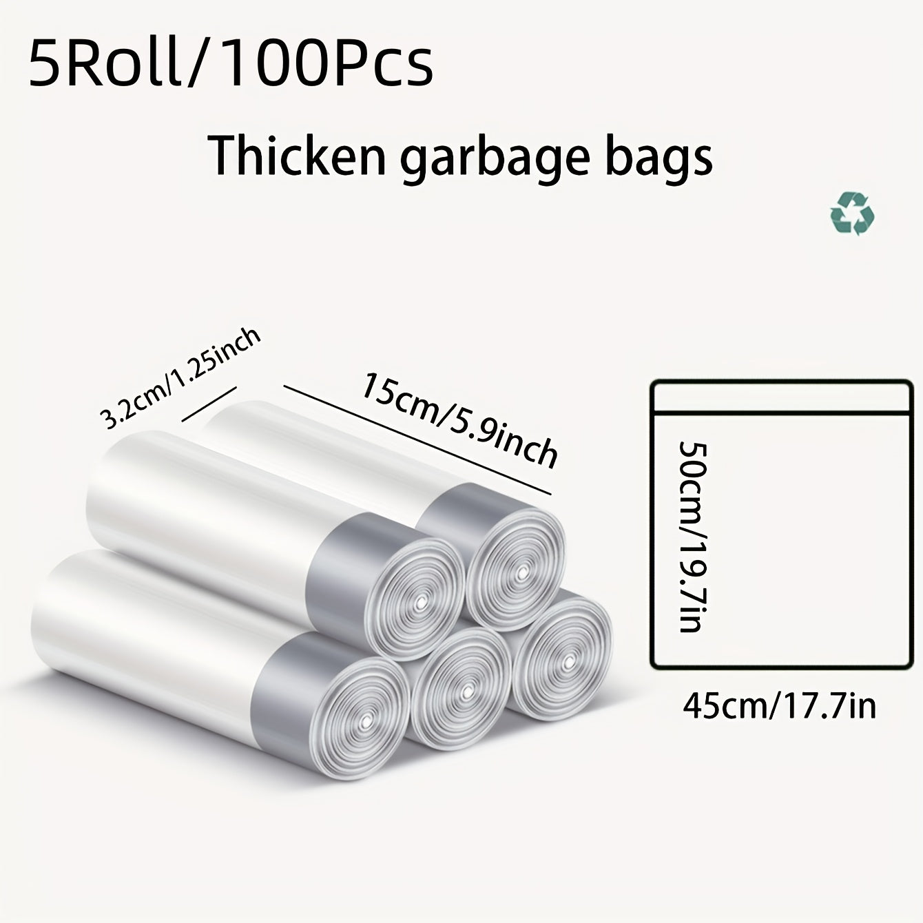 90pcs (6 Rolls) Heavy-Duty Large Reinforced Trash Bags with Heavy-Duty Reinforced Seams & Sturdy White Side/Top Handle - Heavy Weight 10kg/22 Capacity, Thick Polypropylene, Bathroom, Office, Home - 10L/30L Equivalent