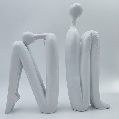 Modern Resin Seated Human Figure Bookends 2 Pieces