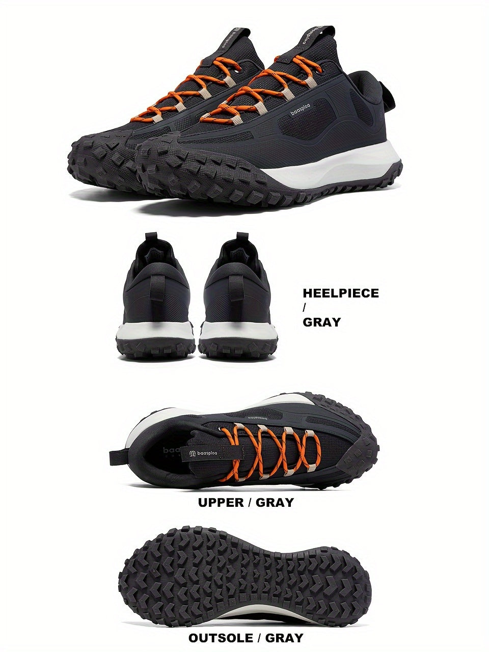 BAASPLOA Men'S All-Season Hiking & Outdoor Walking Shoes - Casual Lace-Up Camp Sneakers, Solid Fabric Upper, Breathable Inner, Non-Slip MD Sole, Low Top, for Daily Leisure Activities