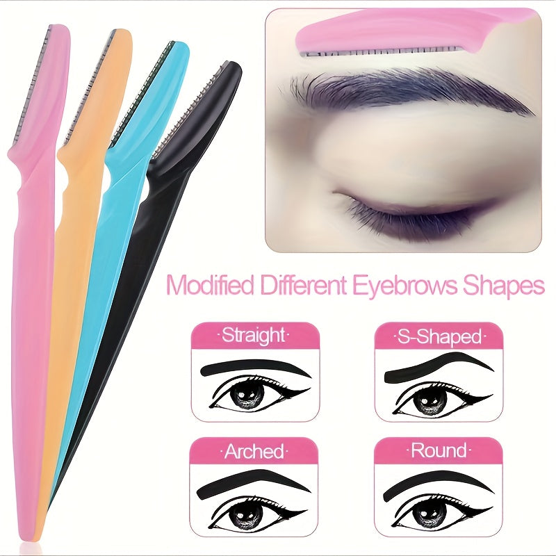 3-24pcs Eyebrow Razor Shaper Set, Facial Hair Remover Trimmer Grooming Kit for Women and Men, Stainless Steel, Non-Electric, No Battery Required, with Various Colors for Versatility