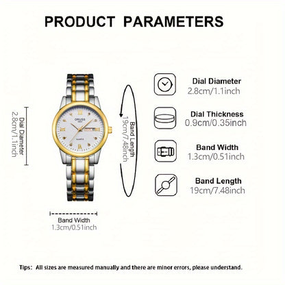 Luxury Rhinestone Decor Quartz Watch Waterproof Calendar Luminous Analog Wristwatch For Daily Life Business Travel Vacation Date Watch