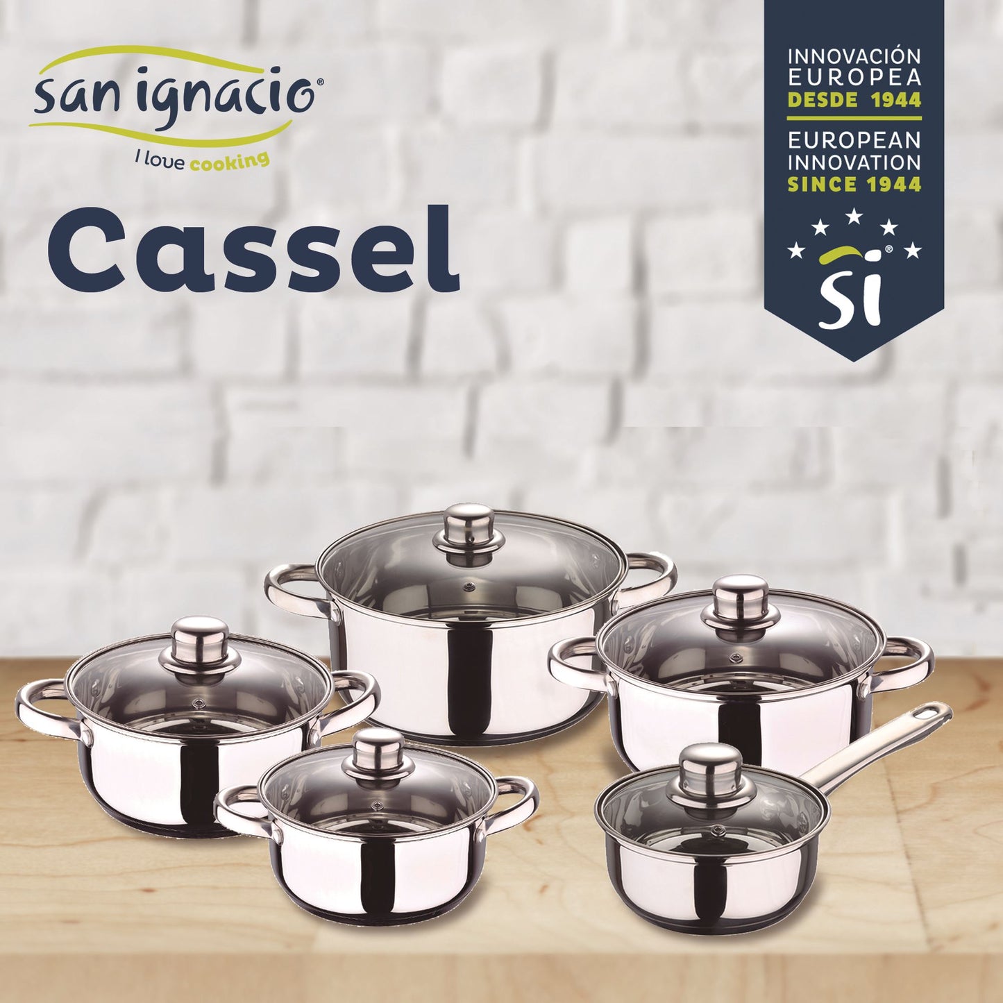 12pcs SAN IGNACIO Cassel Stainless Steel Cookware Set with SAN IGNACIO Daimiel Forged Aluminum Frying Pan Set (18/20/24 Cm)
