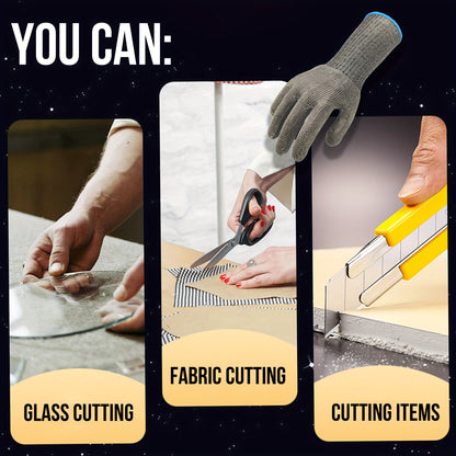 1pc Long Cuff Stainless Steel Wire Mesh Cut-Resistant Glove with White Nylon Liner - Cut Level 9 Protection, Machine Washable, Ideal for Butchering, Glass Handling, and Industrial Work