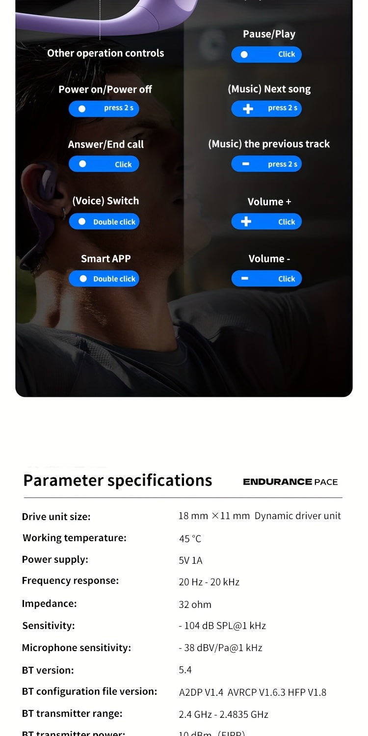 JBL PACE True Wireless Open-fit Sports Earphones, ear-hook style for running and exercise, ultra-long battery life, essential for outdoor hiking and travel, comfortable to wear, built-in microphone, enhanced bass headphones,