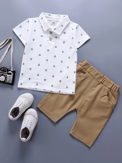 Boys' Summer Short Sleeve Set, New Cotton Breathable Two-Piece Kids T-Shirt Fashion Outfit for Boys, Perfect for Outdoor