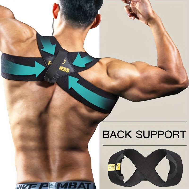 1pc Men's & Women's Posture Corrector Back Brace - Adjustable Spinal Belt with Lumbar & Upper Back, for Scoliosis,, Daily Use & Physical (Black, Comfortable Fit)