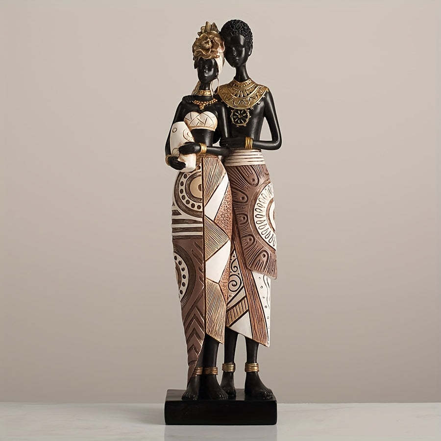 African Tribal Resin Figurines Hand-Painted Geometric Patterns 5 Styles
