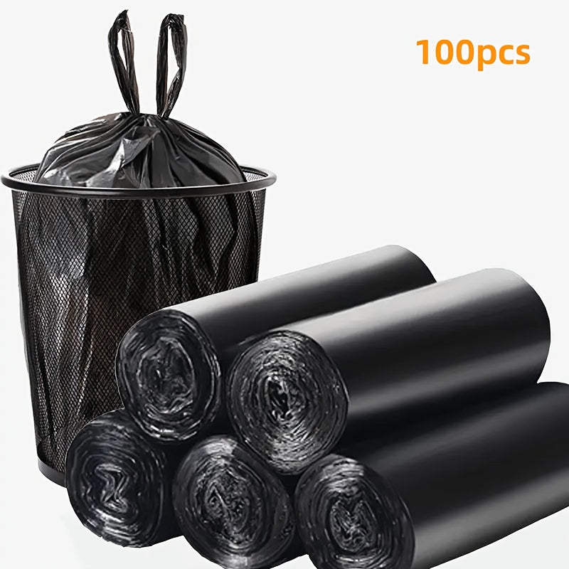 5 rolls of 100 black portable trash bags - suitable for offices, kitchens, living rooms, bathrooms, outdoors and other multi-purposes