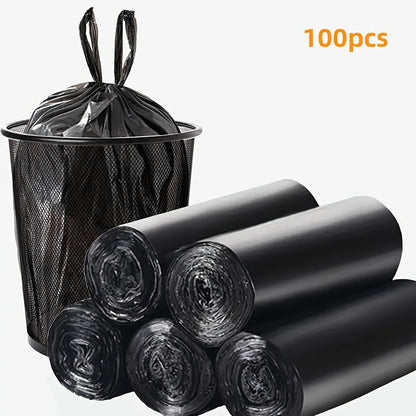 5 rolls of 100 black portable trash bags - suitable for offices, kitchens, living rooms, bathrooms, outdoors and other multi-purposes