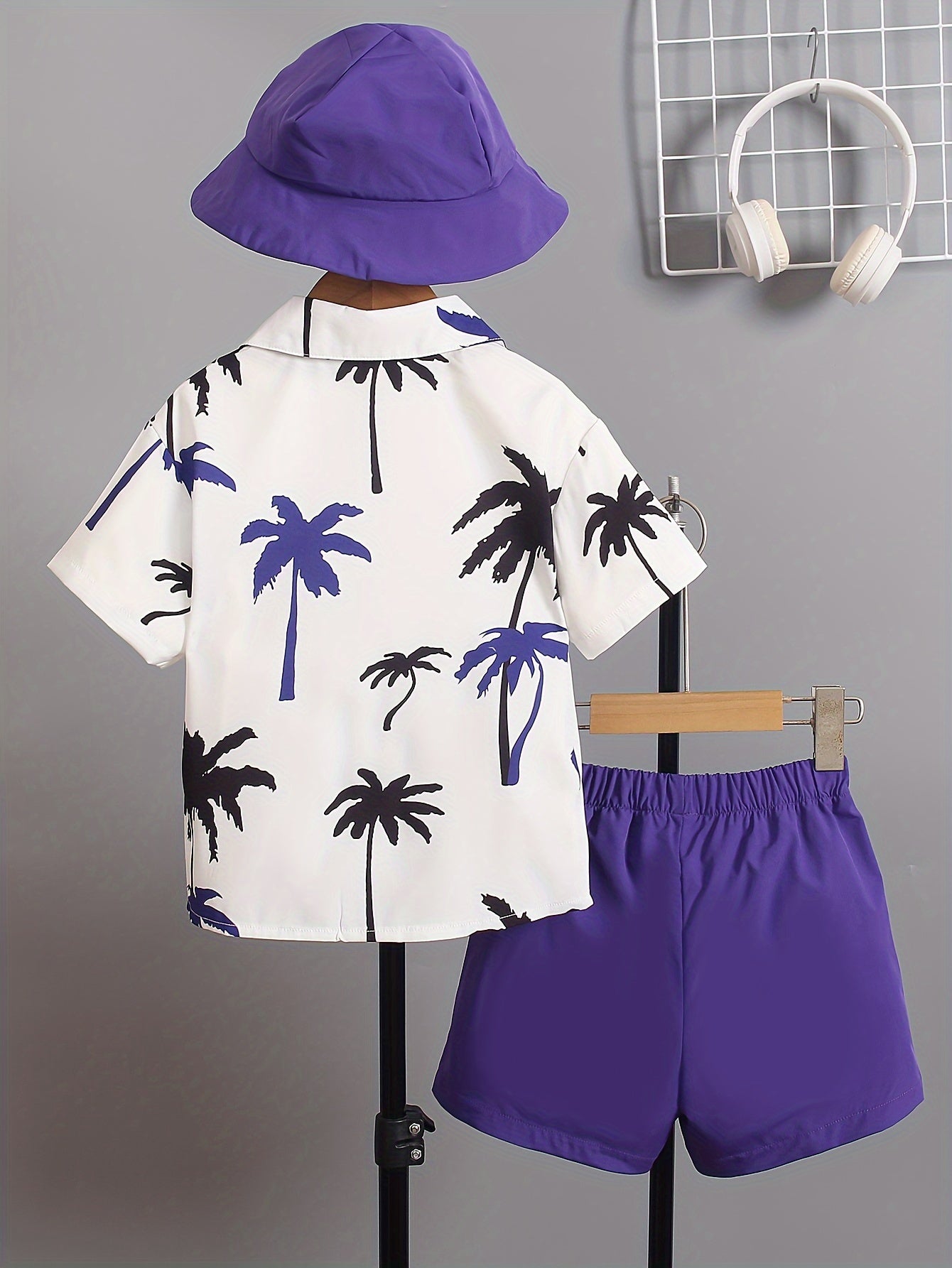 Boys' Summer Fashion Street Shirt Three-piece Set Only Selling Hats, Shirts and Shorts, Perfect for Outdoor