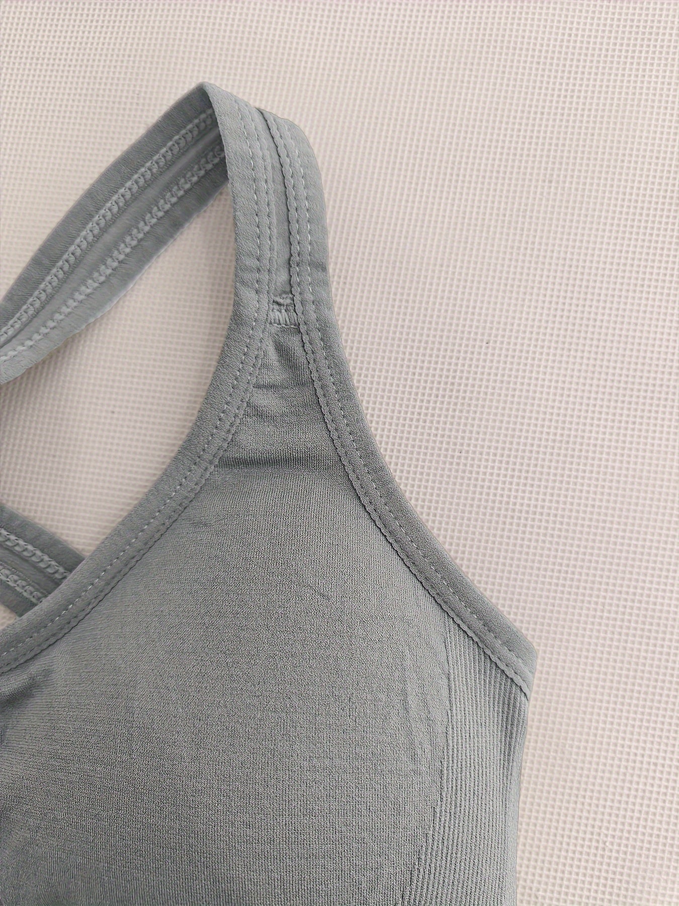 2pcs Stretchy Solid Racer Back Sports Bra, Comfy & Breathable Push Up Fitness Bra, Women's Lingerie & Underwear