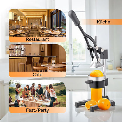 Bonnlo Heavy-Duty Manual Juicer with Removable Top Filter - Heavy-Duty 316 Stainless Steel Citrus, Apple, Orange, Lemon, Lime, Grapefruit Press - Non-Electric Mincer for Home & Commercial Use - Easy-Clean Design, Compact Juic