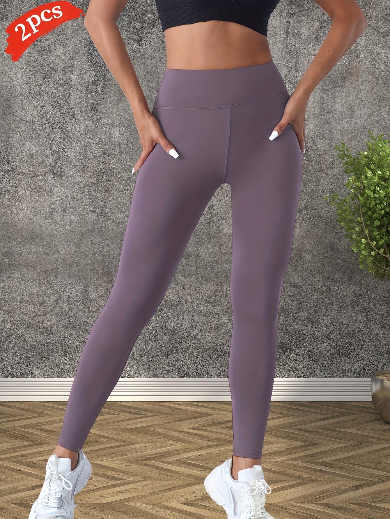 2pcs Women'S High-Waisted Yoga Pants - Side Stripe, Outdoor Sports Tights, Butt-Lifting Tummy Control Leggings, Comfortable Breathable Wide Waistband